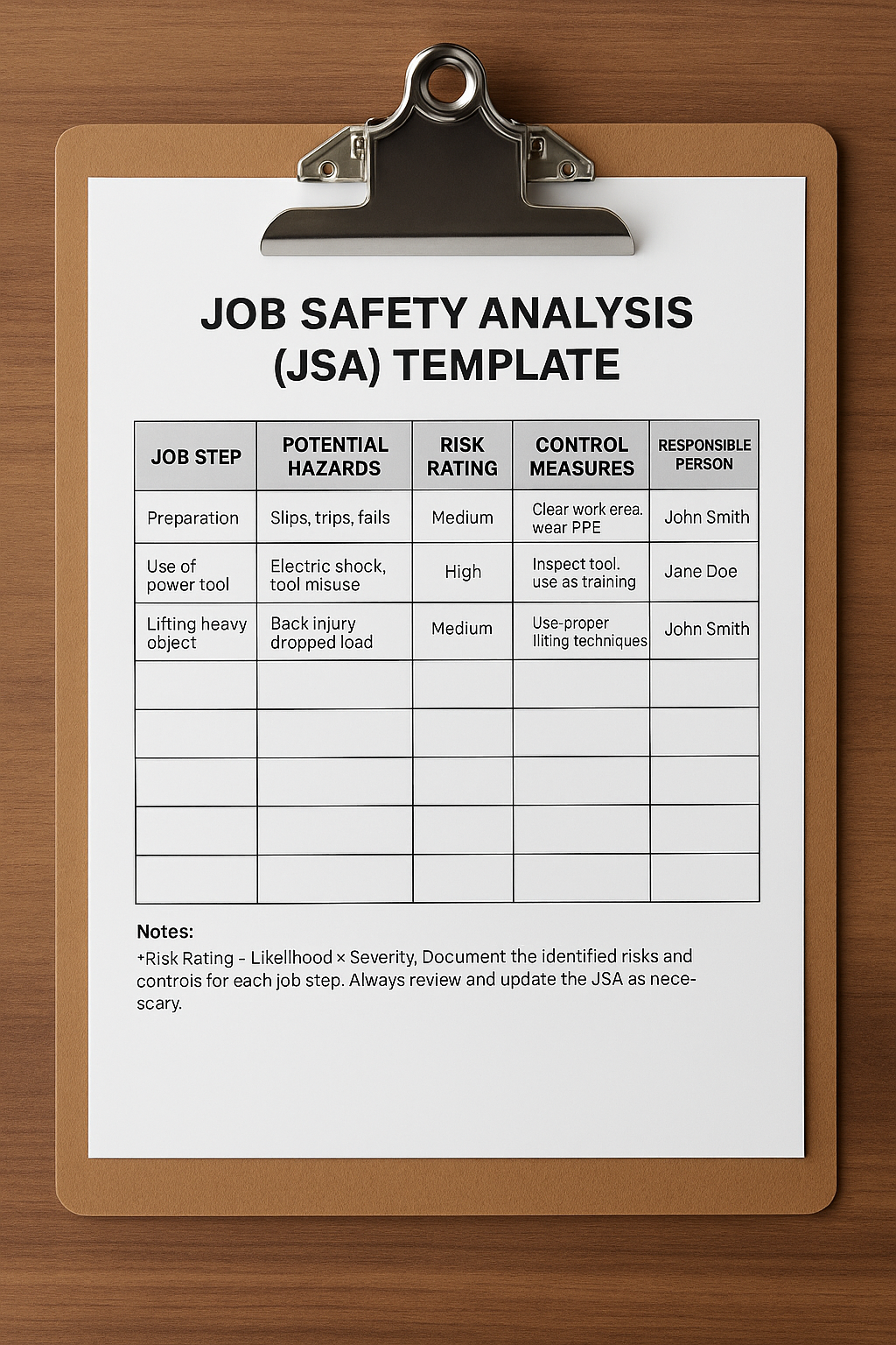 Job Safety Analysis (JSA) Template