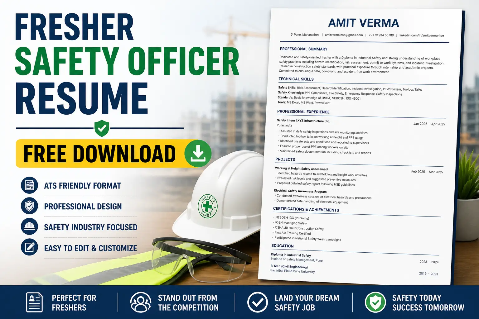 Fresher Safety Officer Resume Free Download
